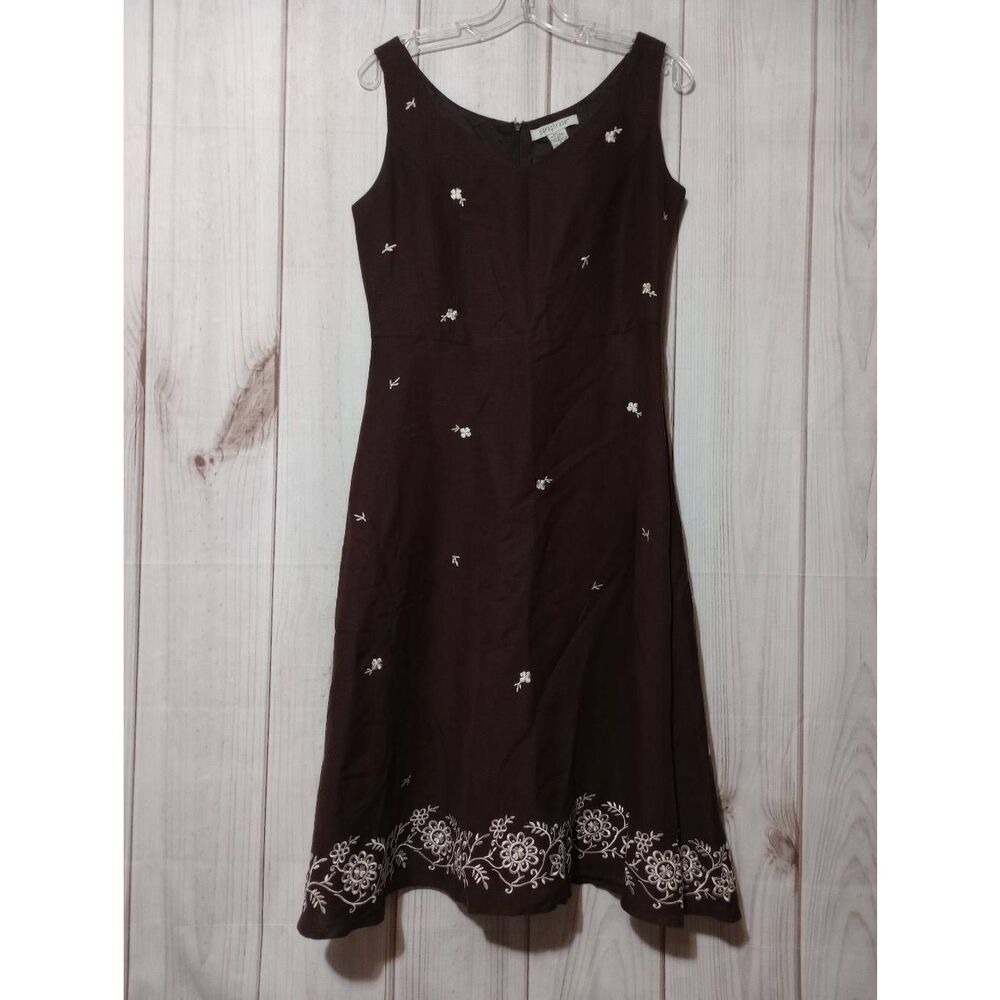 Paraphrase‎ Dress Ladies 6 Brown White Floral Sleeveless